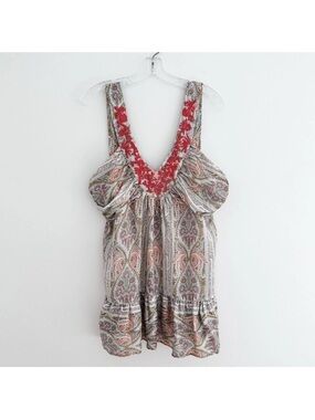 Sundance - Silk, Paisley Floral Trim Women's Top, size XL